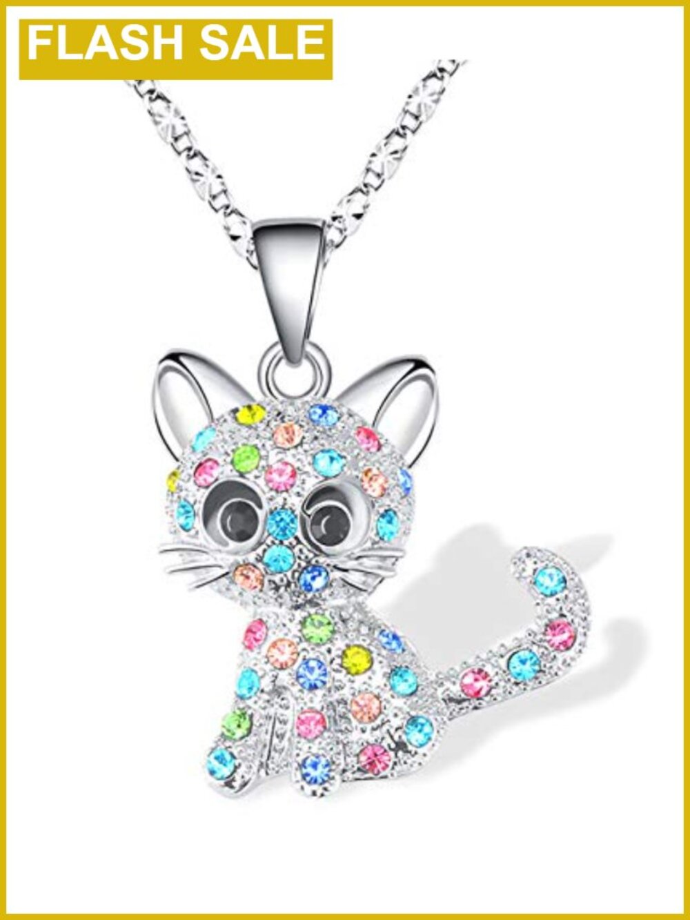 Cat Pendant Necklace Cubic Zirconia Adjustable Chain Gift for Cat Lovers